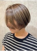 丸みショート コントラストハイライト ミルクティ 20代30代40代