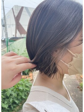 ヘアビータ 松前店(HAIR vita) 切りっぱなしボブ×ミルクティイヤリングカラー