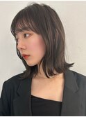 前髪マチルダボブピンクベージュツヤ髪