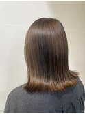 大人可愛い小顔似合わせカットブリーチなしショコラアッシュボブ