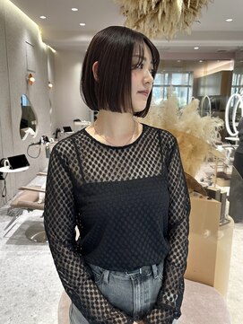 マイル 渋谷(mile) ブリーチなしラベンダーベージュ×顎ラインボブ