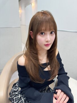 ラベル 渋谷(LAVEL) ミディアムレイヤー韓国ヘア/マロンベージュ/20代30代
