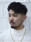 べリーショートダークアッシュニュアンスパーマ韓国マッシュ