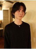 メンズボブウルフメンズミディアムレイヤーカットメンズウルフ