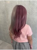 ツートンカラー　ピンク&シルバーグレー