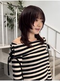 △ウルフカットハッシュカットレイヤーカットピンクブラウン