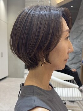 ソワネ 表参道(soigne) 青山白髪ぼかしハイライトマッシュショートアッシュグレー40代