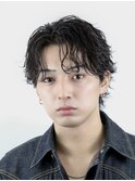 シャドウパーマ波巻きパーマツーブロックマッシュショート