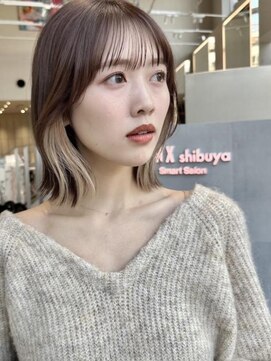 ミンクス 原宿店(MINX) ショコラアッシュのふんわりカールイヤリングくびれボブ