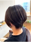 大人丸み耳かけショート/明石魚住美容室/ヘッドスパ