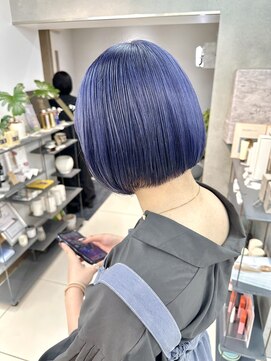 ヴェイン 渋谷(vain) 丸みボブ/内巻きボブ/緑にならないブルーカラー