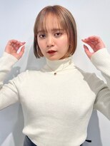 ランテルディ 渋谷(LANTERDIT)&nbsp;ピンクベージュ　タッセルボブ　韓国風　イヤリングカラー