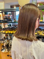 オーガニックマインド 坂戸 鶴ヶ島(organic+mind)&nbsp;ブリーチなしミルクティーベージュ重めスタイル小顔外ハネロブ