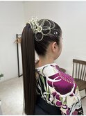 卒業式ヘアセット　タイトポニーアレンジ　熊本　ami  竹下和美