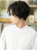 ■アッシュブラック美髪前髪なしショート51-2上尾20代30代40代