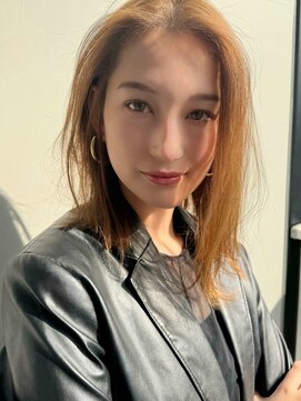 ミンクス 原宿店(MINX) 【MINX】くびれヘアアプリコットオレンジハイライトカラー表参道