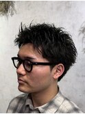 MEN’S HAIR/ブルーブラック/フェザーパーマ/ハイライト