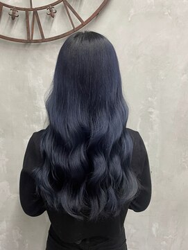 アンジェリカ 立町店(ANGELICA) ブリーチスタイル　ネイビー×ロング