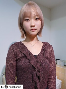 ネルケ 立川(nelke) 立川ミルクティーピンクベージュショートボブ透明感