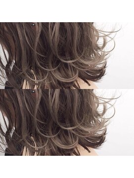 トルネード(TORNADO) 外国人風ボブ ハイライトバレイヤージュ グレージュ 白髪ぼかし