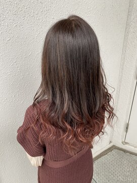 カプア 仙台駅前店(Kapua) グラデーションカラー　ブラウン　レッドオレンジ