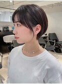 ダークブラウンショート_外ハネボブセクションカラー_ba378001