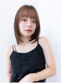 20代30代大人可愛い小顔ボブ/斜めバンググレージュカラー