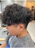 波巻きパーマメンズパーマメンズヘアツーブロックツイストパーマ