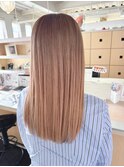 透明感ローズベージュ × ナチュラルストレート