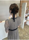 ふわっとシニヨン×リボンアレンジ＊