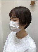 顔まわりインナーカラーショートボブ　30代/40代/50代