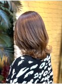 くびれヘアミディアムボブルフウルフボブツヤ髪大人女子