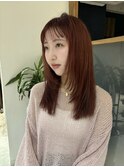 小川/ブリーチなしwカラーオレンジベージュミディアムレイヤー