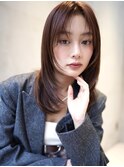 ロングレイヤー顔周りレイヤーハッシュカット透明感カラー