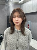 ミディアムハッシュカット+アッシュベージュ