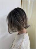 ハイライトカラー　グレージュ　ボブ　suii.下北沢