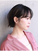 ワンレンボブベースの耳かけシースルーバング