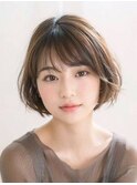 大人可愛い20代30代40代ナチュラルショートボブ丸みショートボブ