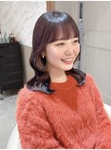 前髪アンブレラカラーこなれミディイメチェンウェーブパーマ