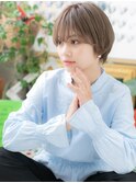大人グレーベージュミニボブウルフカットh3戸頭20代30代40代
