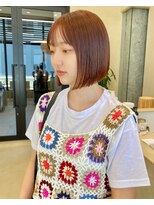 スニュウ(snuw)&nbsp;切りっぱなしボブ小顔カットグレージュチョコレートカラー