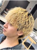メンズメッシュハイライトカラー太めシャドウパーマ緩めパーマ