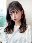 シャギーレイヤー韓国ワンホンヘアシースルーぱっつん前髪