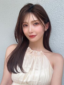 ラルユー 金山(LallYou) シャギーレイヤーロング韓国ワンホンヘアシースルーぱっつん前髪