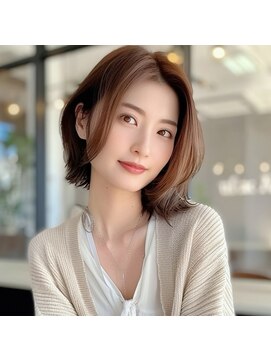 モンド ヘアクリエーション 新栄店(monde hair creation) 【monde】くびれボブ×カーテンバング×アイスベージュ