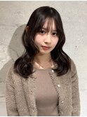 【YOKE】チョコレートブラウンレイヤーミディアムくびれヘア前髪