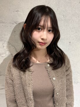 ヨーク(YOKE) 【YOKE】チョコレートブラウンレイヤーミディアムくびれヘア前髪