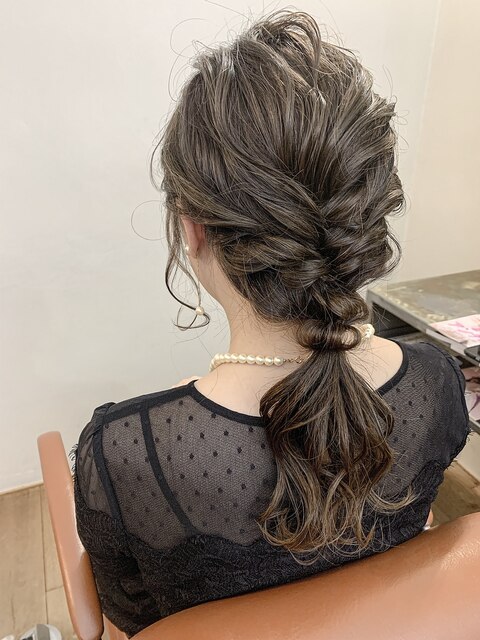 結婚式にお呼ばれ編み下ろしヘアセット