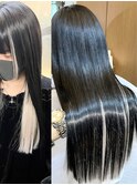 前髪&インナーカラー◆シールエクステ/黒髪×ホワイト《南船場》