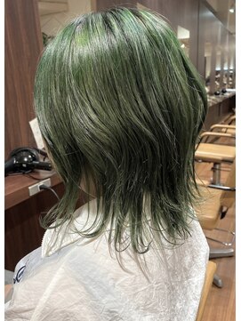 ジャム(Jam) 切りっぱなしボブ×秋色グリーンカラー★中村大輔